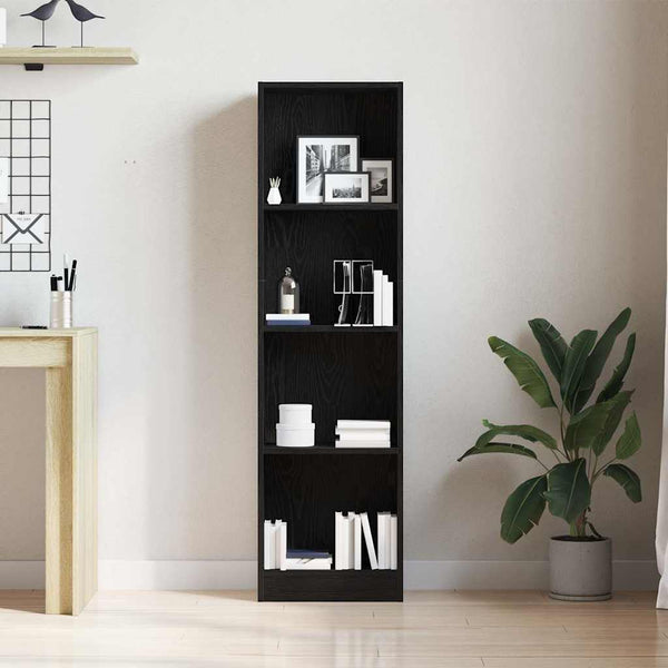 Kirjahylly musta tammi 40x24x143 cm tekopuu