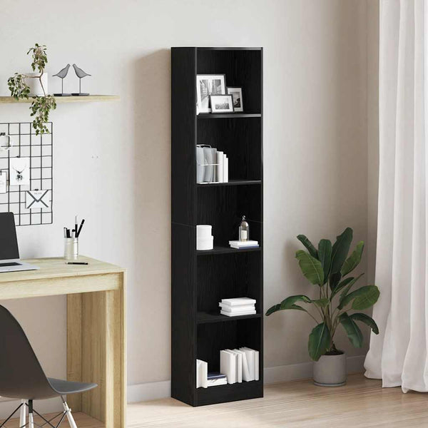 Kirjahylly musta tammi 40x24x176 cm tekopuu