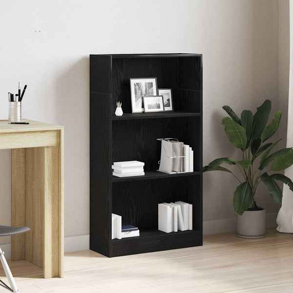 Kirjahylly musta tammi 60x24x109 cm tekopuu