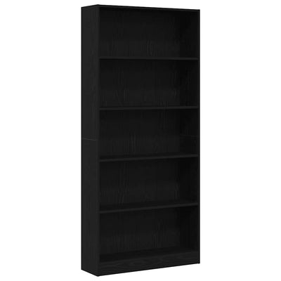 Kirjahylly musta tammi 80x24x176 cm tekninen puu