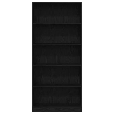 Kirjahylly musta tammi 80x24x176 cm tekninen puu