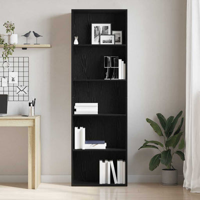 Kirjahylly musta tammi 60x30x189 cm tekninen puu