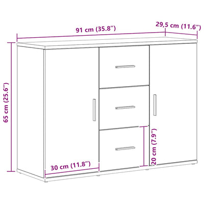 Senkki musta tammi 91x29,5x65 cm tekninen puu
