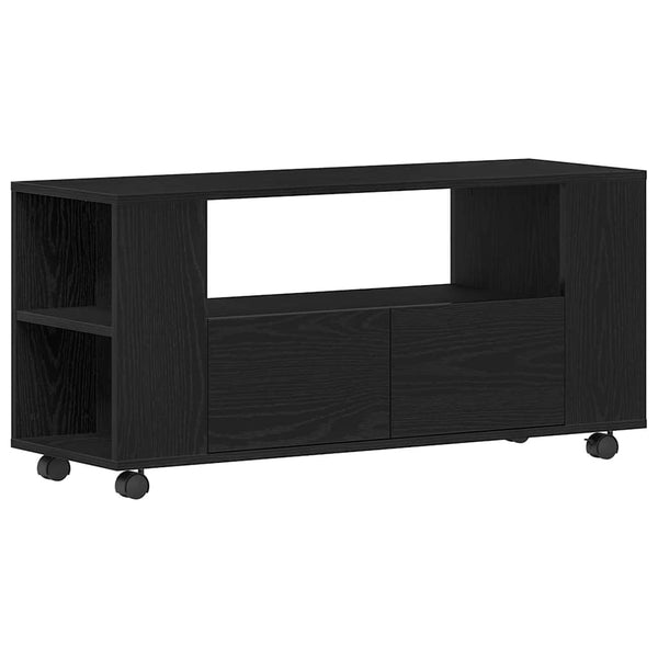 TV-taso pyörillä musta tammi 102x34,5x43 cm tekopuu