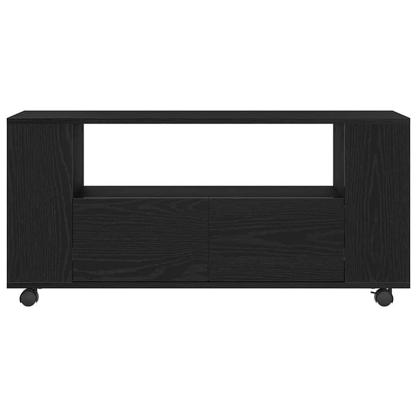 TV-taso pyörillä musta tammi 102x34,5x43 cm tekopuu