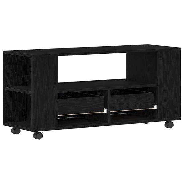 TV-taso pyörillä musta tammi 102x34,5x43 cm tekopuu