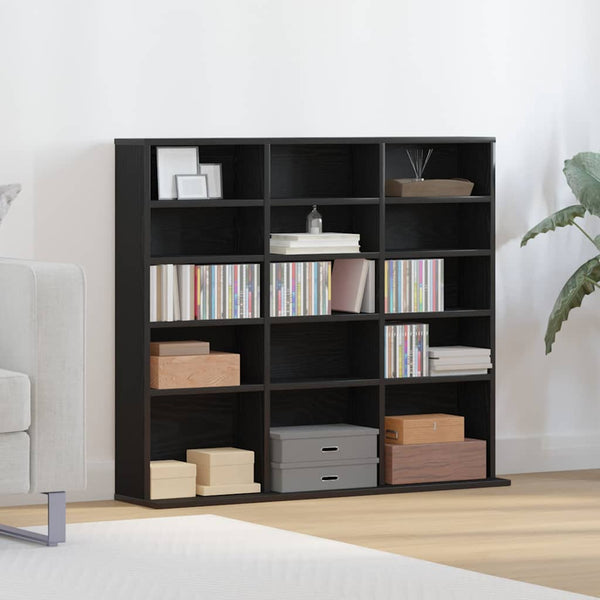 CD-kaappi musta tammi 100x23x89,5 cm tekopuu