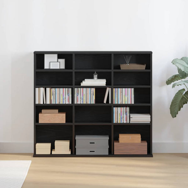 CD-kaappi musta tammi 100x23x89,5 cm tekopuu