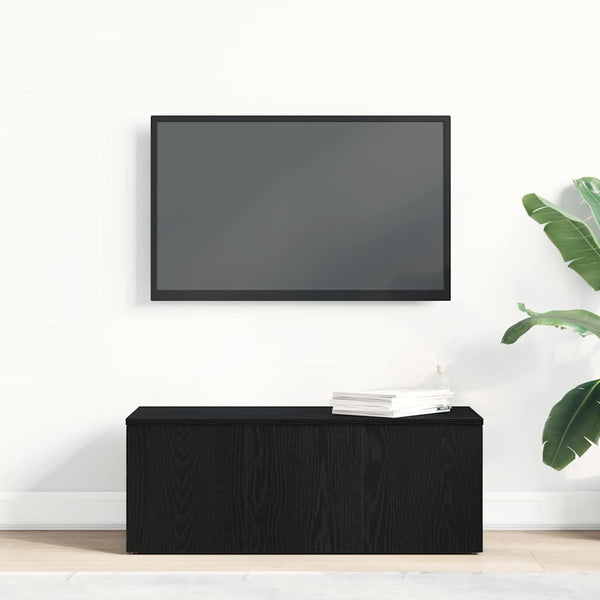 TV-kaappi laatikon kanssa Musta tammi. 80x34x30 cm Tekninen puu