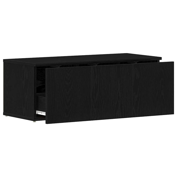 TV-kaappi laatikon kanssa Musta tammi. 80x34x30 cm Tekninen puu