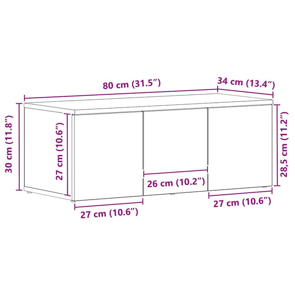 TV-kaappi laatikon kanssa Musta tammi. 80x34x30 cm Tekninen puu