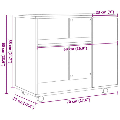 Musta sivupöytä Veronita 70x35x60cm (tammi tekopuu)
