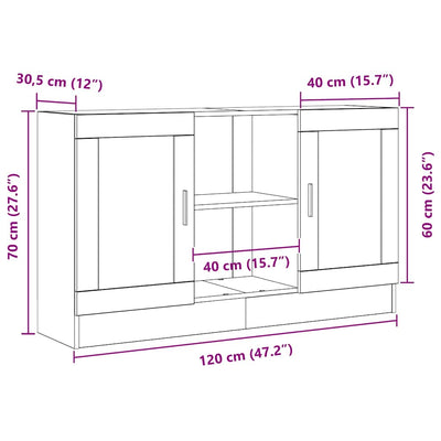 Sivupöytä Musta 120 x 30.5 x 70 cm Tekninen puu