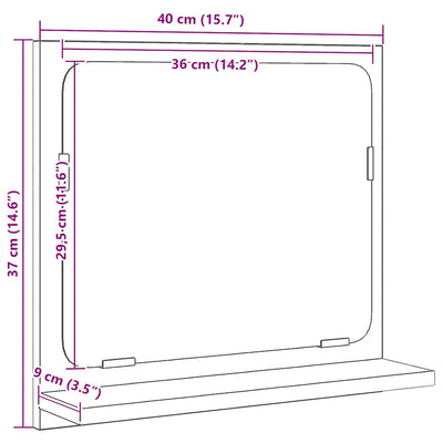 Kylpyhuoneen peili musta tammi 40x10,5x37 cm tekninen puu