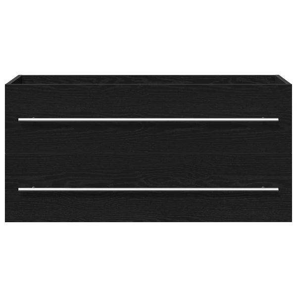 Kylpyhuoneen pesuallaskaappi musta tammi 100x38,5x48 cm keinopuu