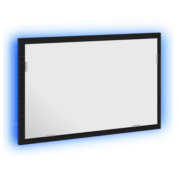 Kylpyhuoneen peili LED-valoilla musta tammi 60x8,5x37 cm