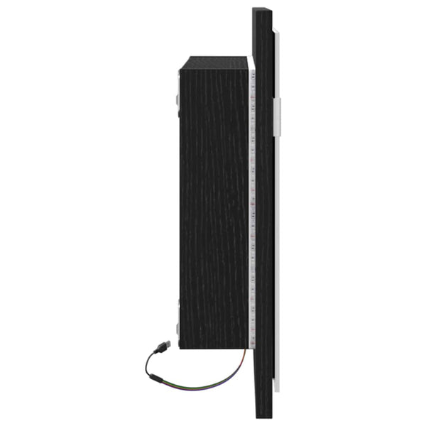 Kylpyhuoneen peili LED-valoilla musta tammi 60x8,5x37 cm