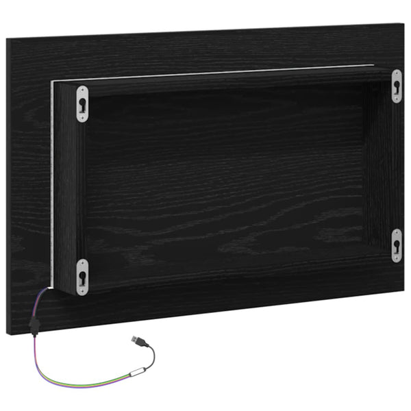Kylpyhuoneen peili LED-valoilla musta tammi 60x8,5x37 cm