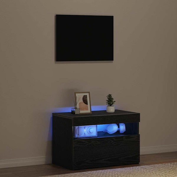 TV-kaappi LED -nauhavalot Musta 60 x 35 x 40 cm Tekninen puu