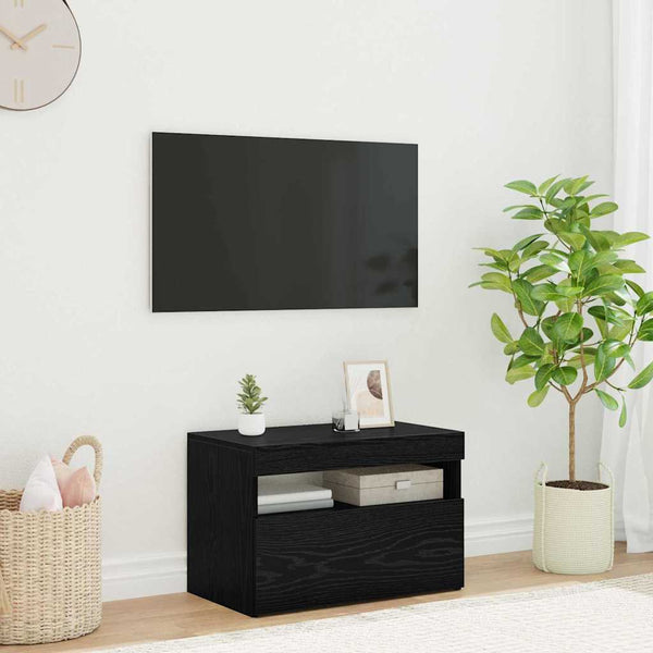 TV-kaappi LED -nauhavalot Musta 60 x 35 x 40 cm Tekninen puu