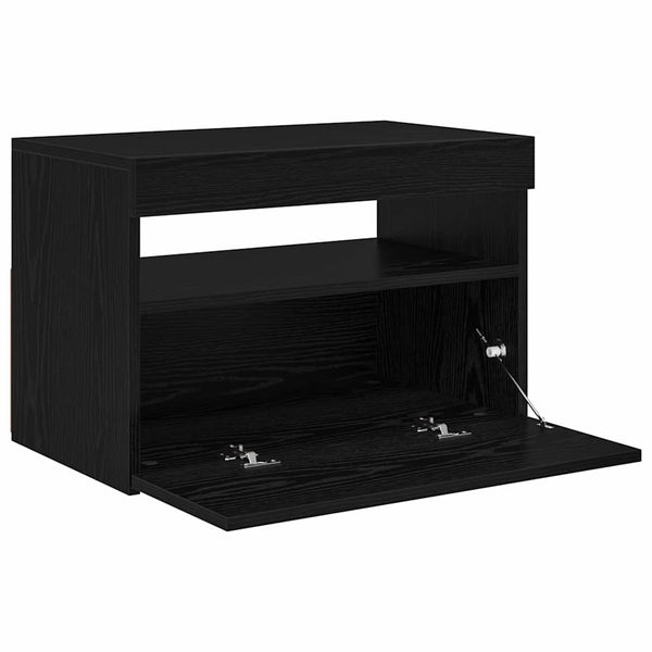 TV-kaappi LED -nauhavalot Musta 60 x 35 x 40 cm Tekninen puu