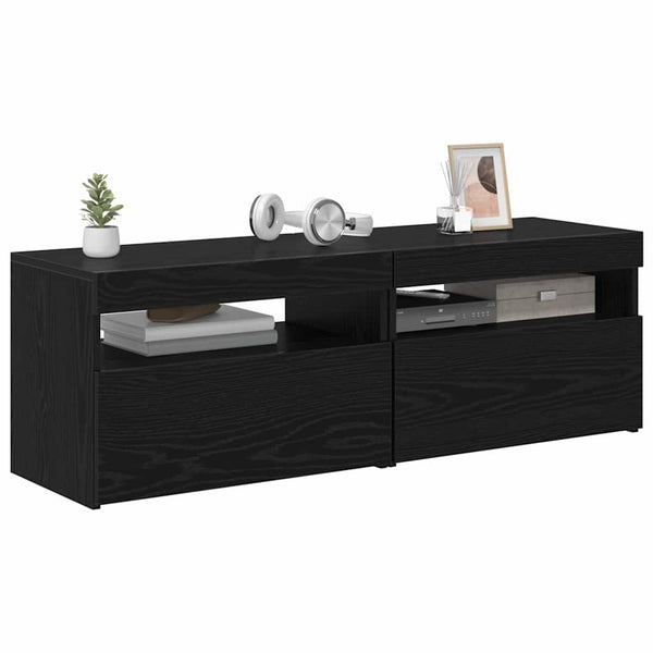 TV-kaappi 2 pcs Musta 60 x 35 x 40 cm Tekninen puu