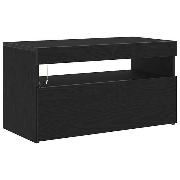 TV-kaappi LED -nauhavalot Musta 75 x 35 x 40 cm Tekninen puu