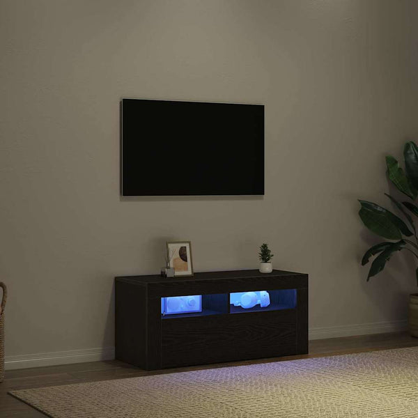 TV-kaappi Musta tammi. 90 x 35 x 40 cm Tekninen puu