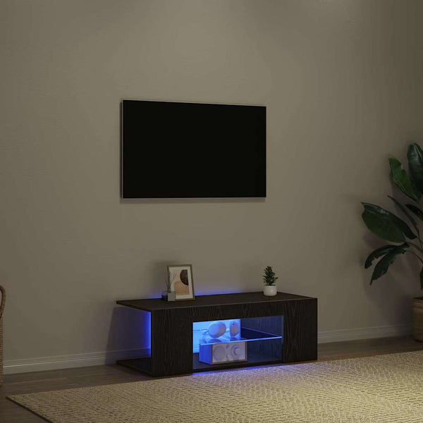 TV-kaappi Musta tammi. 90 x 39 x 30 cm Tekninen puu