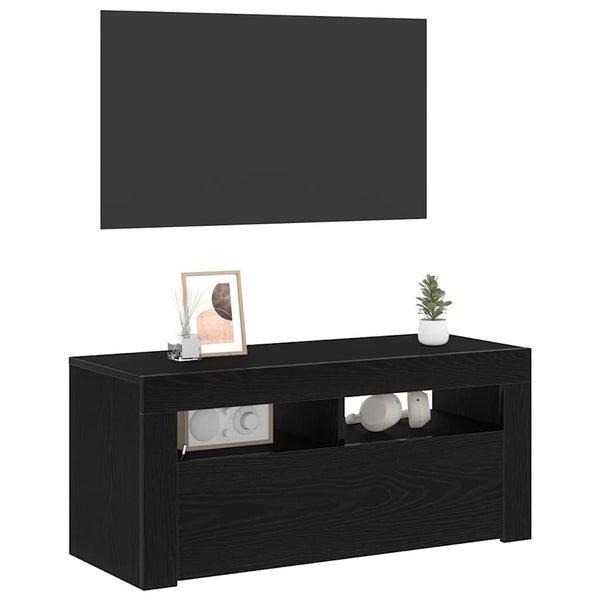 TV-kaappi Musta tammi. 90 x 39 x 30 cm Tekninen puu