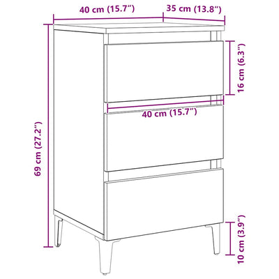Musta tammi yöpöytäkaappi Bernie 40x35x69cm (puinen)