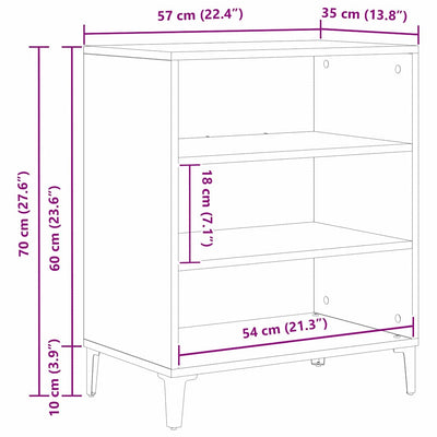 Sivupöytä Musta tammi 57 x 35 x 70 cm Tekninen puu