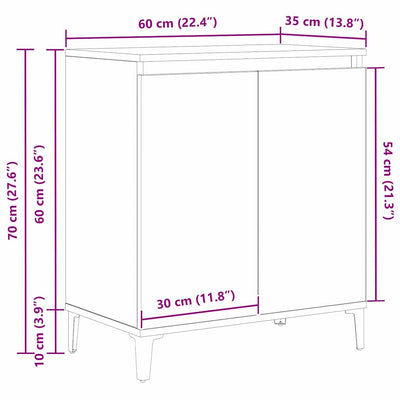Sivupöytä Musta 60 x 35 x 70 cm Tekninen puu
