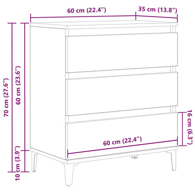 Sivupöytä Musta tammi 60 x 35 x 70 cm Tekninen puu