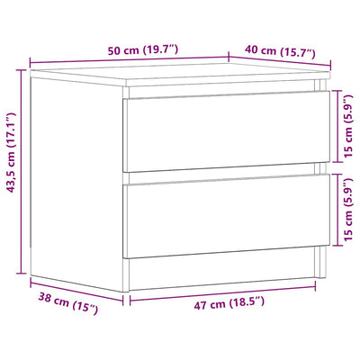 Musta tammi yöpöytäkaappi Lazarescu 50x40x43.5cm (2 pcs puinen)