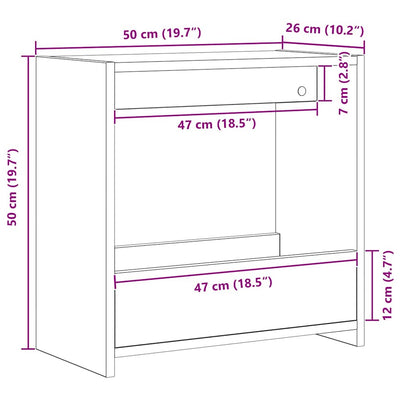 Musta tammi sivupöytä Mirina 50x26x50cm (puinen)