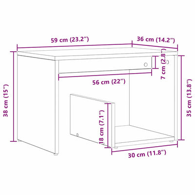 Musta tammi sivupöytä Adas 59x36x38cm (puinen)