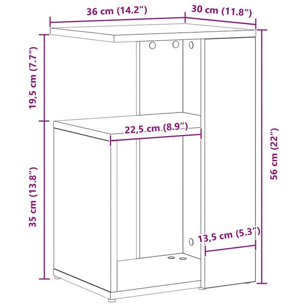 Sivupöytä Musta tammi. 36 x 30 x 56 cm Tekninen puu