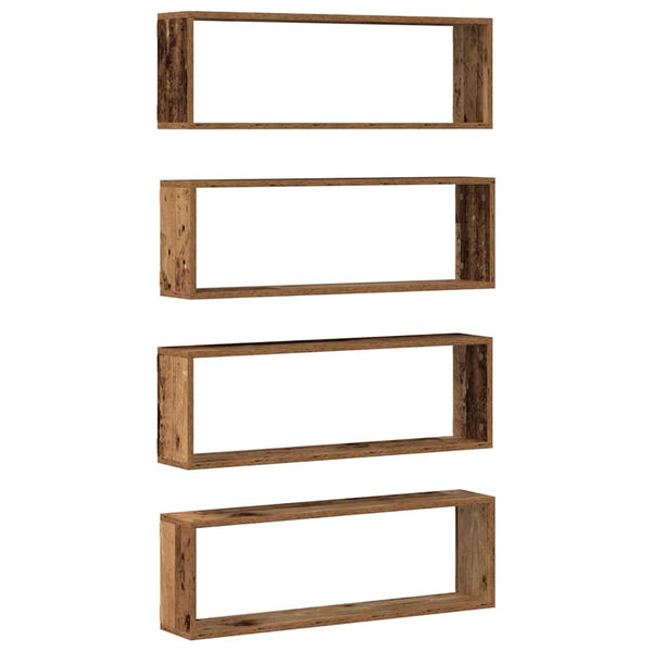 Seinähyllyt 4 kpl Vanha puu 80 x 15 x 26 cm Tekninen puu