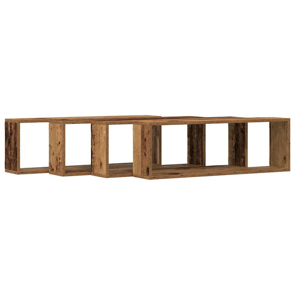 Seinähyllyt 4 kpl Vanha puu 80 x 15 x 26 cm Tekninen puu