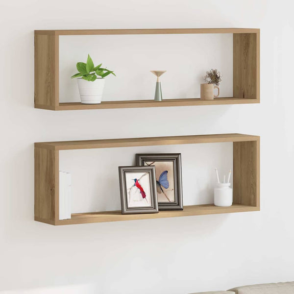 Seinähyllyt 2 kpl Taidekoivu 80 x 15 x 26 cm Tekninen puu