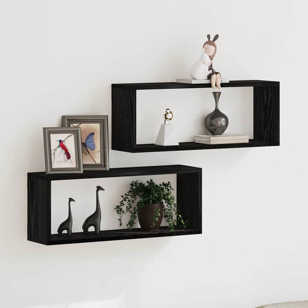 Seinähyllyt 2 kpl Musta tammi. 60 x 15 x 23 cm Tekninen puu