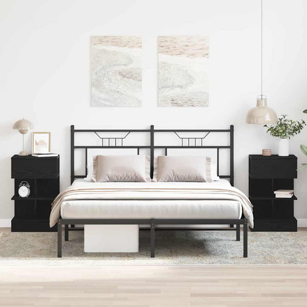 Yöpöytäkaappi 2 pcs Musta tammi 40 x 35 x 65 cm Tekninen puu