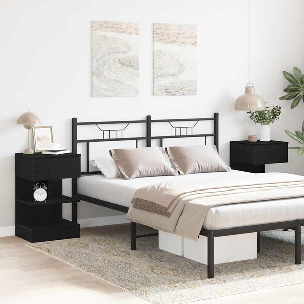 Yöpöytäkaappi 2 pcs Musta tammi 40 x 35 x 65 cm Tekninen puu