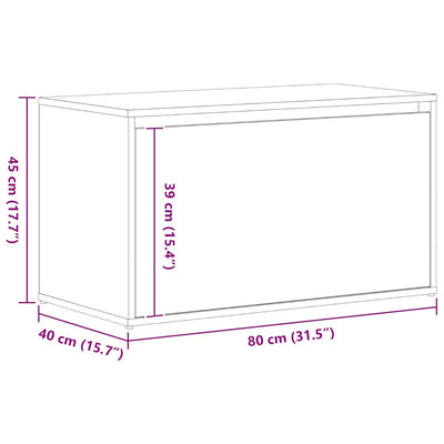 Penkki laatikon kanssa Musta 80 x 40 x 45 cm Tekninen puu