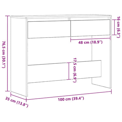 Musta tammi konsolipöytä Maher 100x35x76.5cm (puinen)