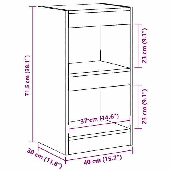 Kirjahylly 2 tasoa 40 x 30 x 71,5 cm Tekninen puu Musta tammi.