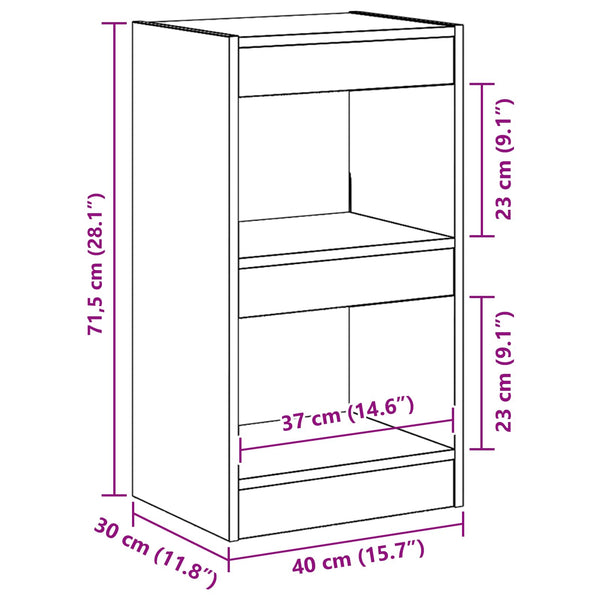 Kirjahylly 2 tasoa 40 x 30 x 71,5 cm Tekninen puu Musta tammi.