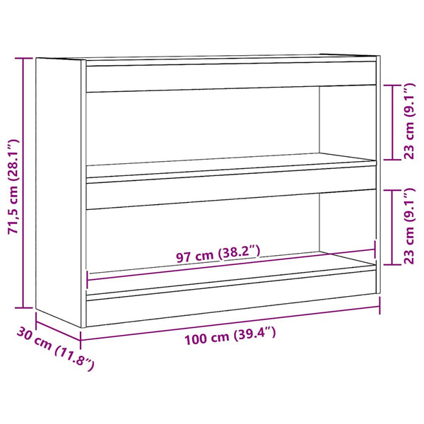 Kirjahylly 2 tasoa 100 x 30 x 72 cm Tekninen puu