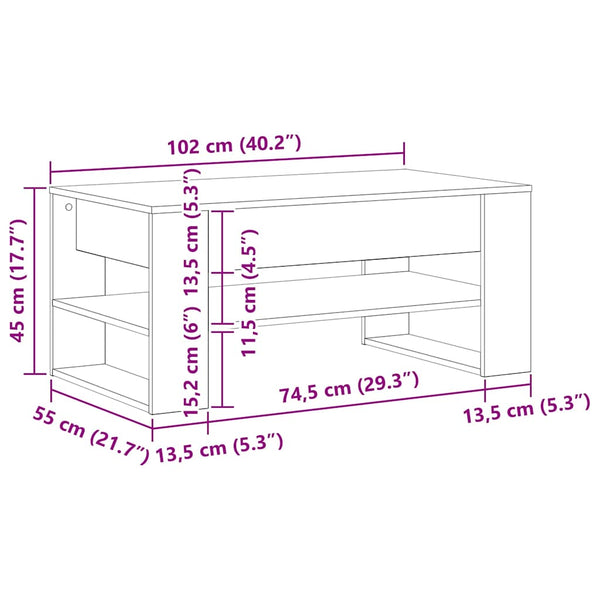 Sohvapöytä Vanha Puu 102 x 55 x 45 cm Tekninen puu